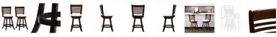 CorLiving Counter Height Wood Barstools with Leatherette Seat and 6-Slat Backrest, Set of 2